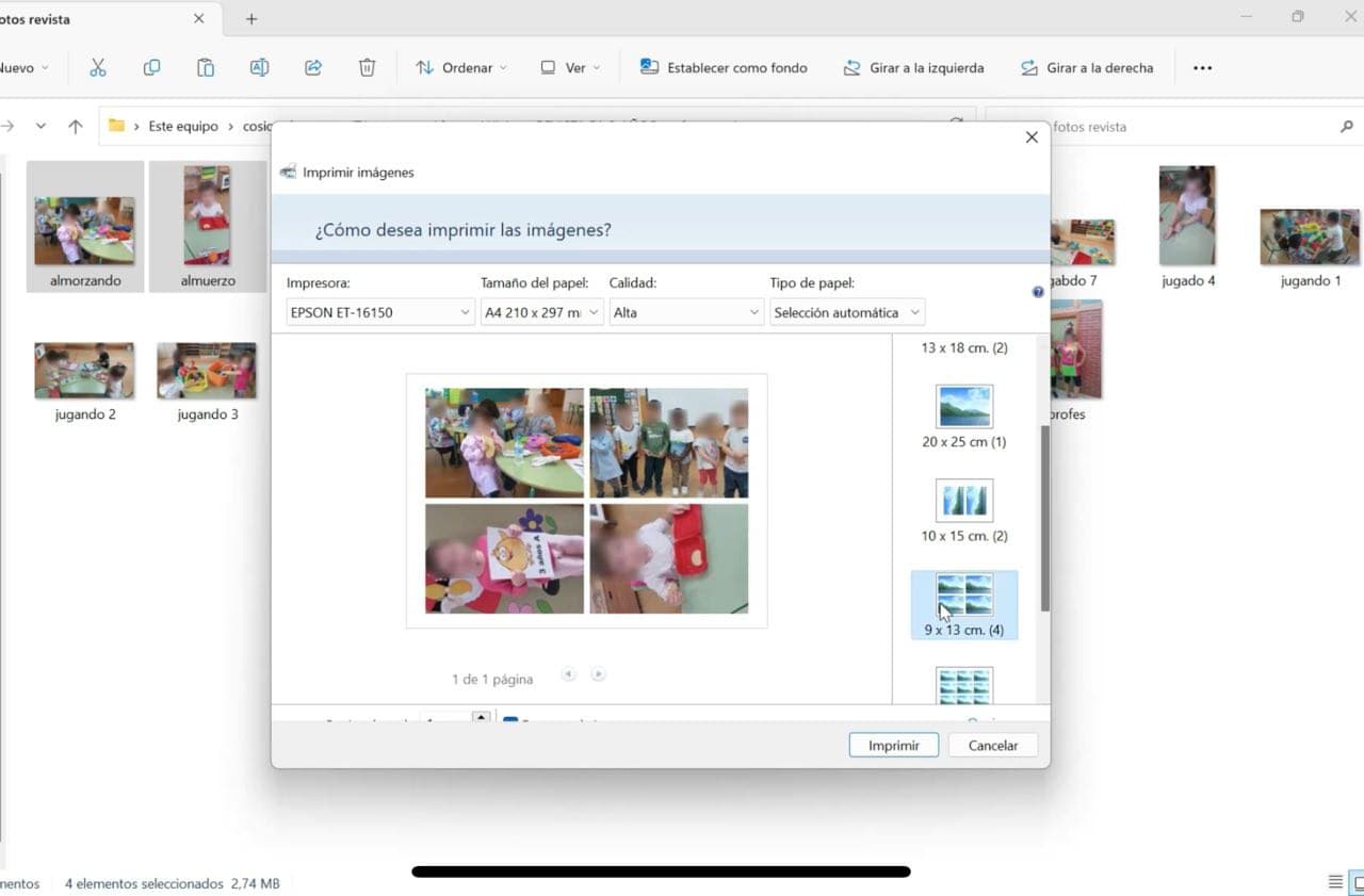 Imprimir fotos en diferentes tamaños